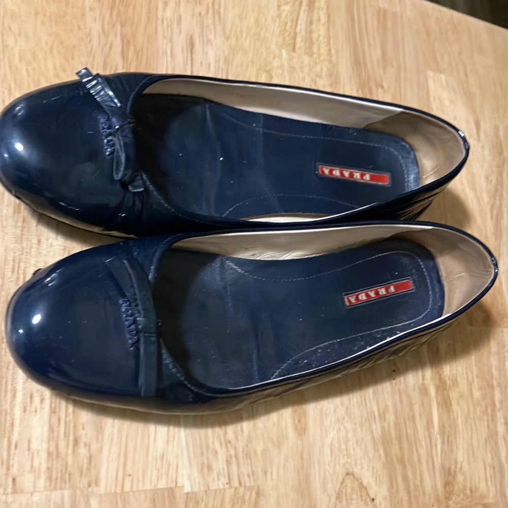 Navy Prada Milano flats